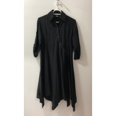 Siyah Uzun Kollu Kumaş Elbise